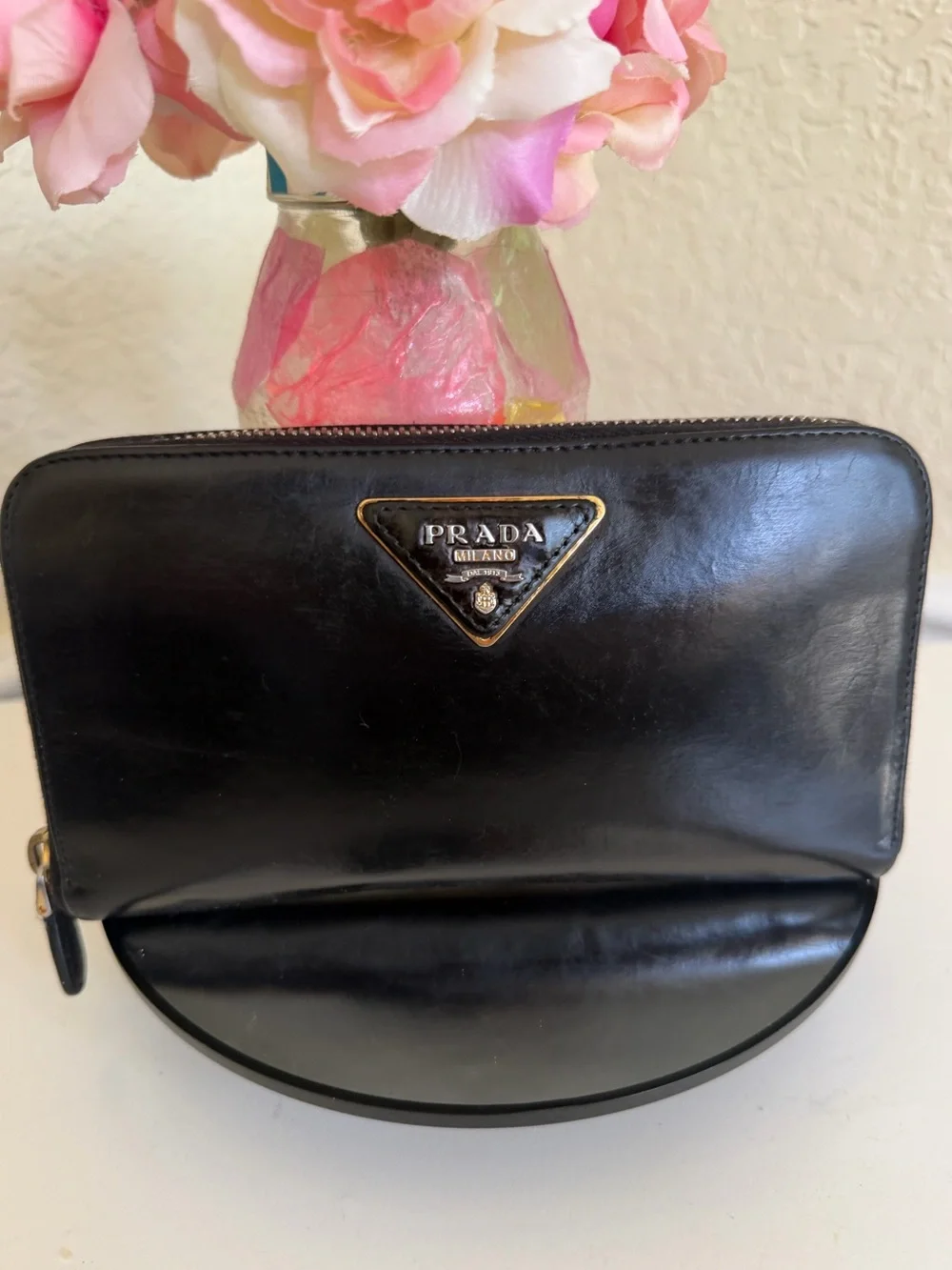 🥂HP🥂 Prada Black Zip Around Leather Wallet - Picture 2 of 14